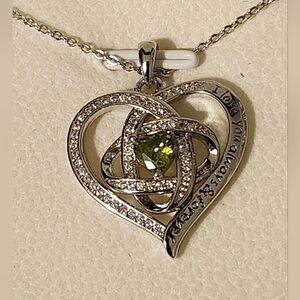 Love Knot Heart Necklace for Women, 925 Sterling Silver Birthstone